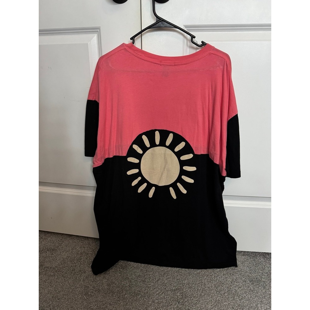 Diem Mens T-Shirt Short Sleeve Pink Black Colorblock Graphic Sun Print 3XL
